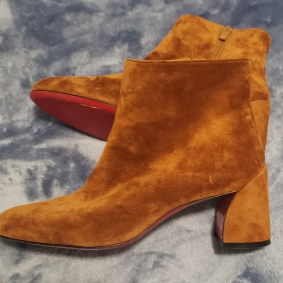 Christian Louboutin Tan Suede Ankle Booties - Picture 1 of 5